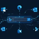 微软必应广告生态系统示意图：bing搜索、edge、outlook、linkedin广告覆盖范围